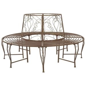 vidaXL Tr&auml;db&auml;nk 8-Antal sittplatser &Oslash; 160 x 89 cm St&aring;l Antikbrun Rund