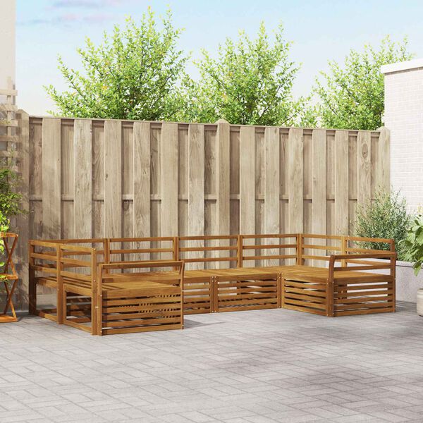 vidaXL Soffgrupper 6 pcs Naturf&auml;rg Massivt Akaciatr&auml;