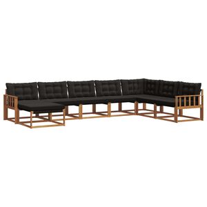 vidaXL Utomhussoffset med kudde 8 pcs Naturlig och svart