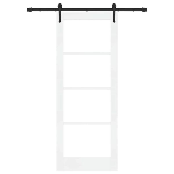 vidaXL Skjutdörr ORKDAL Vit 78 x 202 cm Massivt tallträ och glas