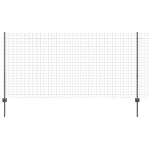 vidaXL Euro Staket med St&ouml;d 10 x 1,2 m PVC-belagda st&aring;l Gr&aring; Mesh