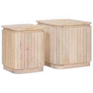 vidaXL Handgjord Sidobord Sats 2 st Vit 45 x 45 x 45 cm