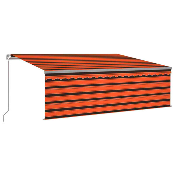 vidaXL Manuell markis med rullgardin LED 4x3 m orange/brun
