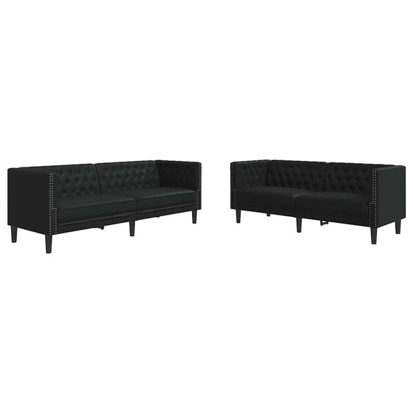 vidaXL Vardagsrumsoffa 2 pcs Svart 194 x 74,5 x 70,5 cm Konstl&auml;der