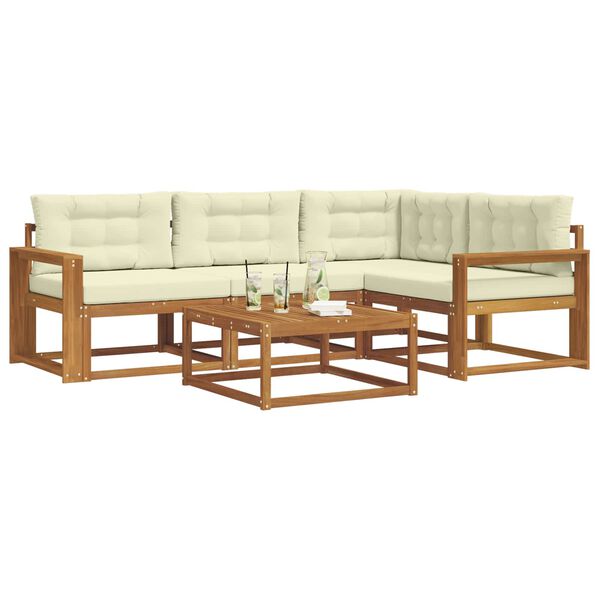 vidaXL Utomhussoffset med kudde 5 pcs Naturlig och Gr&auml;dde