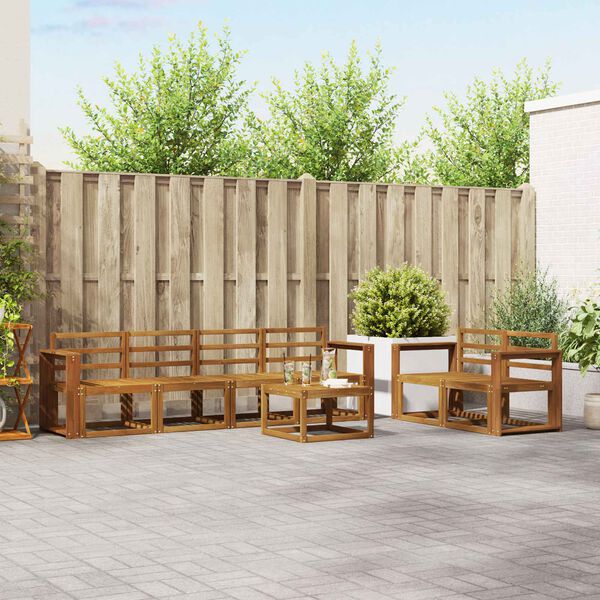 vidaXL Utomhussoffset 7 pcs Naturf&auml;rg Massivt Akaciatr&auml;