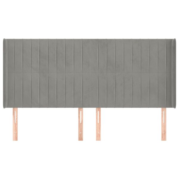 vidaXL S&auml;nggavel med kanter ljusgr&aring; 163x16x118/128 cm sammet