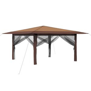vidaXL Gazebo med 4 v&auml;ggar 4 x 4 m Beige och brun