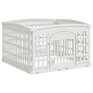 vidaXL 4-delad Hundlekhage 88 x 88 x 56 cm Plast Vit Hopf&auml;llbar