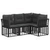 vidaXL Utomhussoffset med kudde 4 pcs Svart Polyester