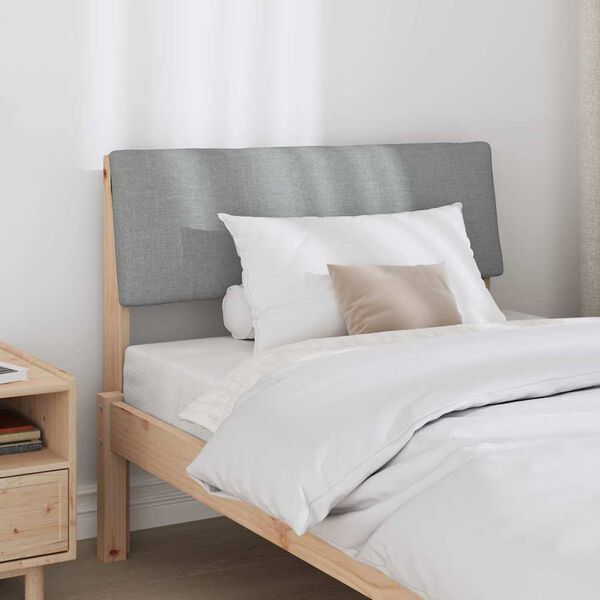 vidaXL Klädd sänggavel Ljusgrå 100 cm Massiv furu