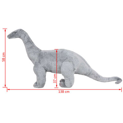 vidaXL Stående plyschleksak brachiosaurus grå XXL