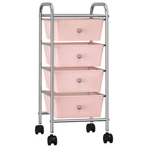 vidaXL F&ouml;rvaringsvagn 4 l&aring;dor rosa plast