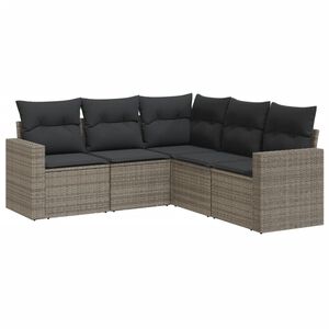 vidaXL Loungegrupp f&ouml;r tr&auml;dg&aring;rden med dynor 5 delar konstrotting gr&aring;