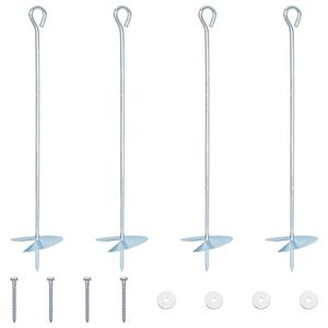 vidaXL Jordankare 4 pcs Silver &Oslash;10 x 50 cm Galvaniserat metall