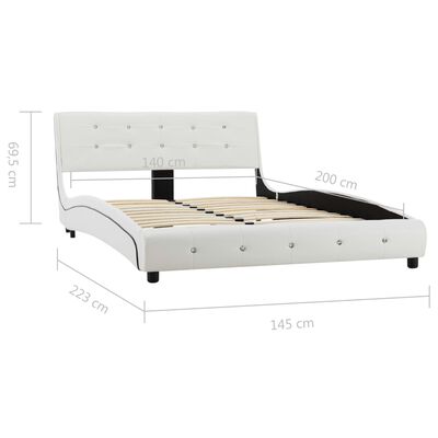 vidaXL Säng med madrass vit konstläder 140x200 cm