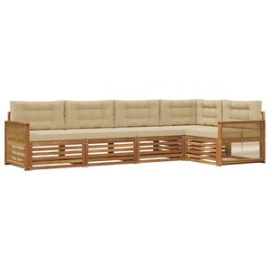 vidaXL Utomhussoffset med kudde 5 pcs Naturlig och Beige