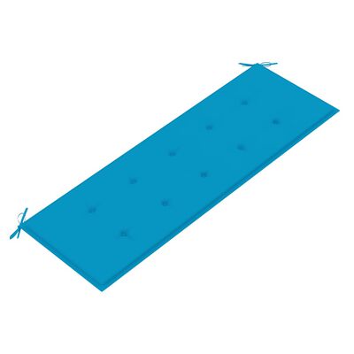 vidaXL Bataviabänk med blå dyna 150 cm massiv teak
