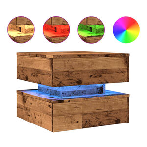 vidaXL Soffbord med LED gammalt tr&auml; 50x50x40 cm