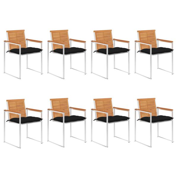 vidaXL Tr&auml;dg&aring;rdsstolar med dynor 8 st massivt akaciatr&auml;
