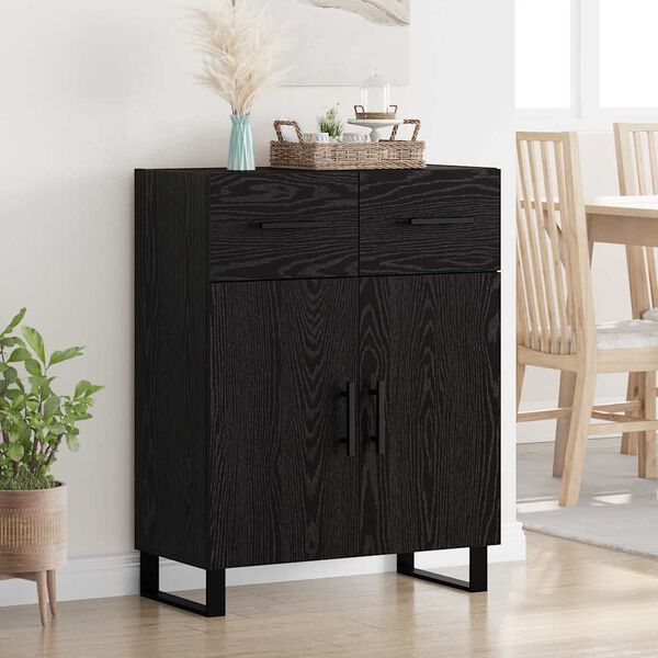 vidaXL Sideboard med l&aring;da Svart Ek 69,5 x 34 x 90 cm Konstruerat tr&auml;
