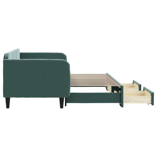 vidaXL Dagbädd utdragbar med lådor mörkgrön 90x200 cm sammet