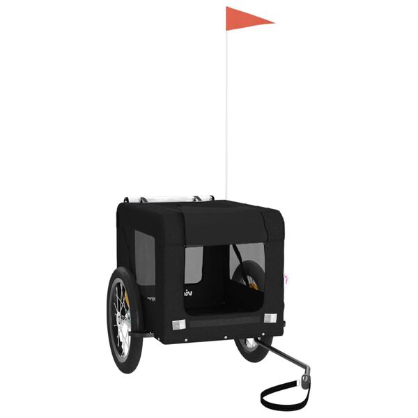 vidaXL Cykelvagn f&ouml;r djur svart oxfordtyg och j&auml;rn