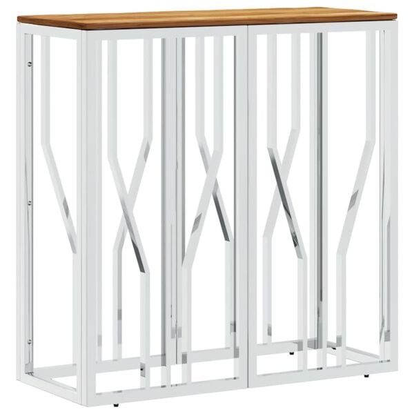 vidaXL Soffbord silver rostfritt st&aring;l och massivt akaciatr&auml;