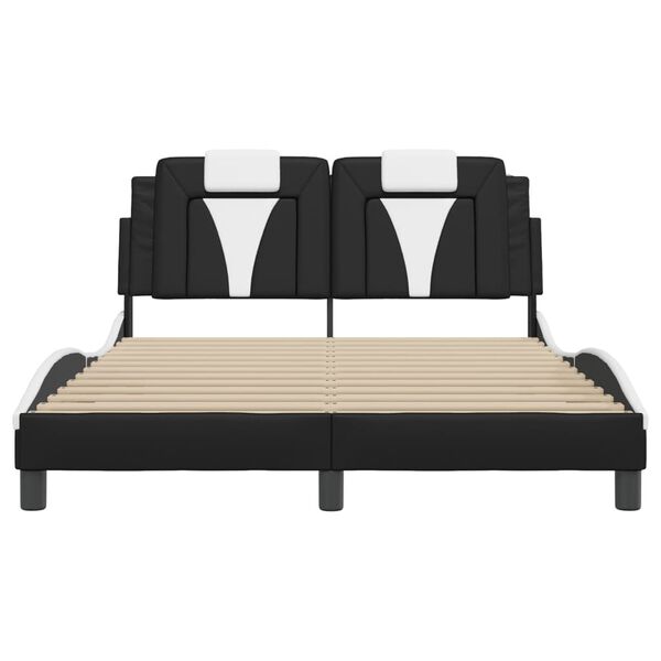 vidaXL Bed Frame "Viana" without Mattress Black and White 140x190 cm Faux Leather