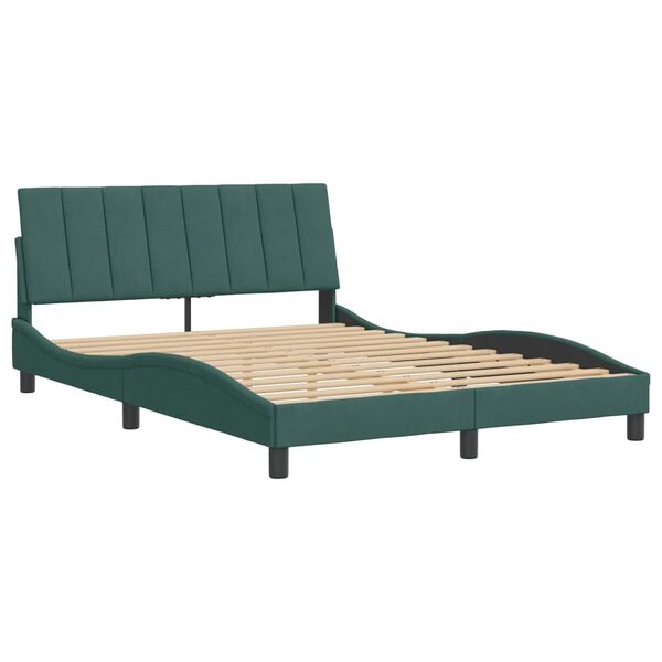 vidaXL Bed Frame without Mattress "Hanko" Dark Green 140x200 cm Velvet
