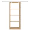 vidaXL Skjutd&ouml;rr Naturf&auml;rg 86 x 211 cm Massivt talltr&auml; och glas
