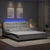 vidaXL Bed Frame with LED without Mattress "Hvar" White and Black 180x200 cm