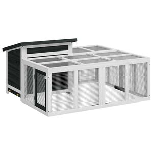 vidaXL Kaninbur gr&aring; 144x123x67,5 cm massiv furu
