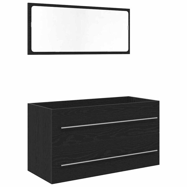vidaXL Sink Cabinet med låda Svart Ek 90 x 45 x 1,5 cm Konstruerat trä
