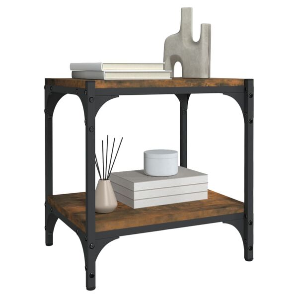 vidaXL Tv-bänk rökfärgad ek 40x33x41 cm konstruerat trä och stål