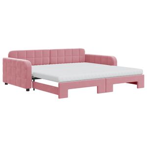 vidaXL Dagb&auml;dd utdragbar och madrasser rosa 100x200 cm sammet