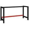vidaXL Ram till arbetsb&auml;nk metall 150x57x79 cm svart och r&ouml;d