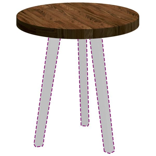 vidaXL Bordsskiva M&ouml;rkbrun &Oslash; 50 x 4 cm Massivt Ektr&auml;