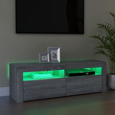 vidaXL TV-bänk med LED-belysning grå sonoma 120x35x40 cm