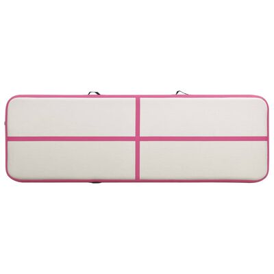 vidaXL Uppblåsbar gymnastikmatta med pump 400x100x15 cm PVC rosa