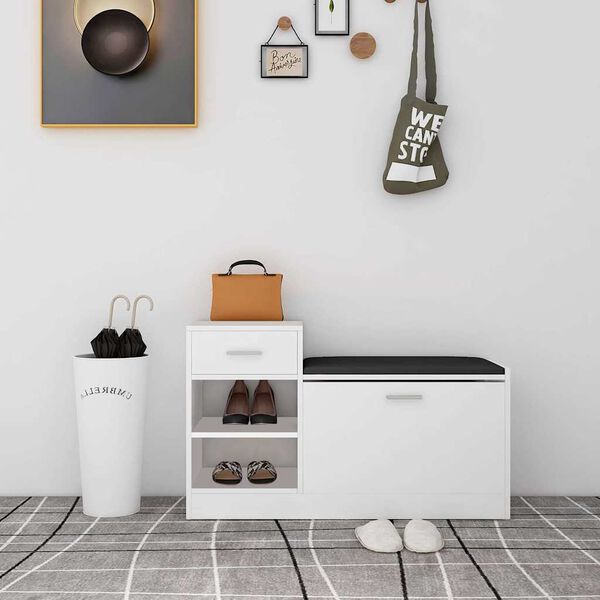 vidaXL Skob&auml;nk vit 94,5x31x57 cm konstruerat tr&auml;