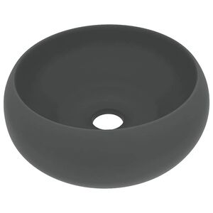 vidaXL Lyxigt runt handfat matt m&ouml;rkgr&aring; 40x15 cm keramik