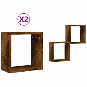 vidaXL V&auml;ggkubhyllor 2 st r&ouml;kt ek 30x15x30 cm