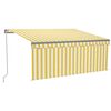 vidaXL Manuell inf&auml;llbar markis med rullgardin LED 3x2,5m gul&vit