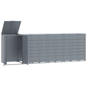 vidaXL Skjul f&ouml;r sopk&auml;rl f&ouml;r 5 platser gr&aring; 345x79x117 cm st&aring;l