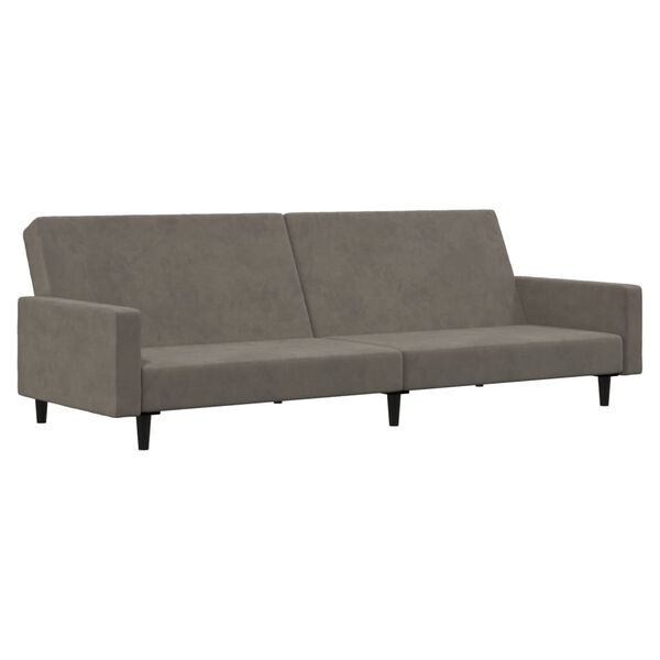vidaXL B&auml;ddsoffa 2-sits med fotpall ljusgr&aring; sammet