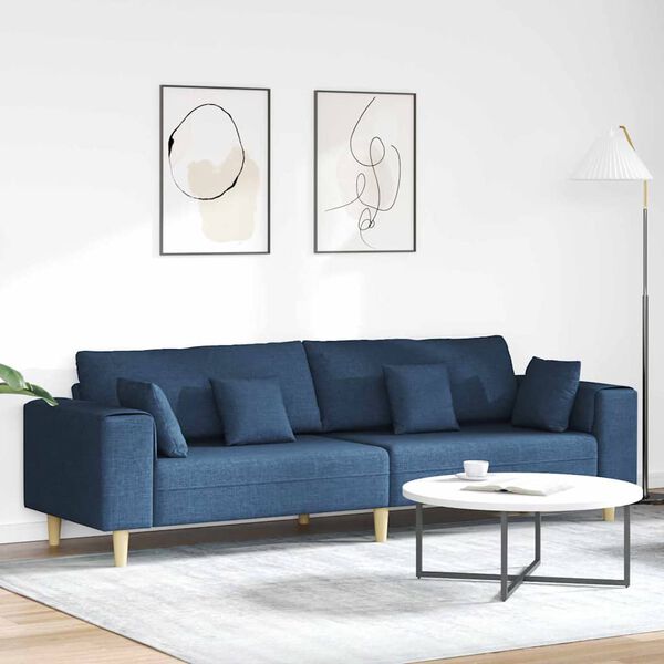 vidaXL Soffa med kudde Blå 250 x 77 x 76 cm tyg