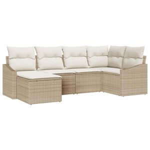 vidaXL Tr&auml;dg&aring;rdsm&ouml;belset med kudde 6 pcs Beige och gr&auml;ddf&auml;rgad