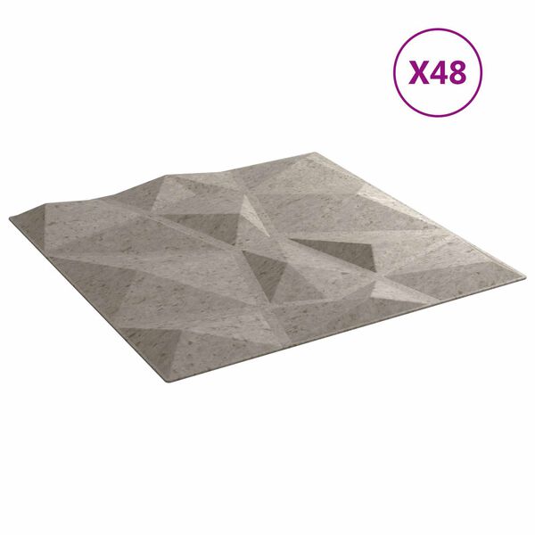 vidaXL V&auml;ggpaneler 48 pcs BetongGr&aring; 50 x 50 cm XPS Skum