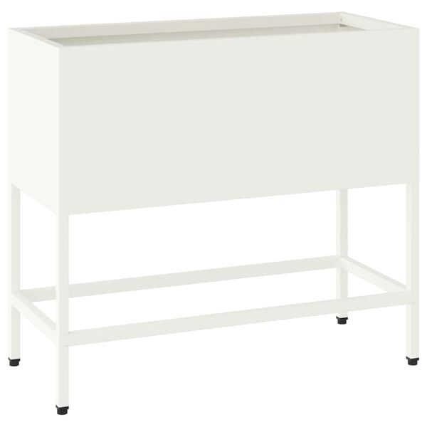 vidaXL H&ouml;jdtr&auml;dg&aring;rdsplanterare Vit 60 x 26 x 48 cm St&aring;l